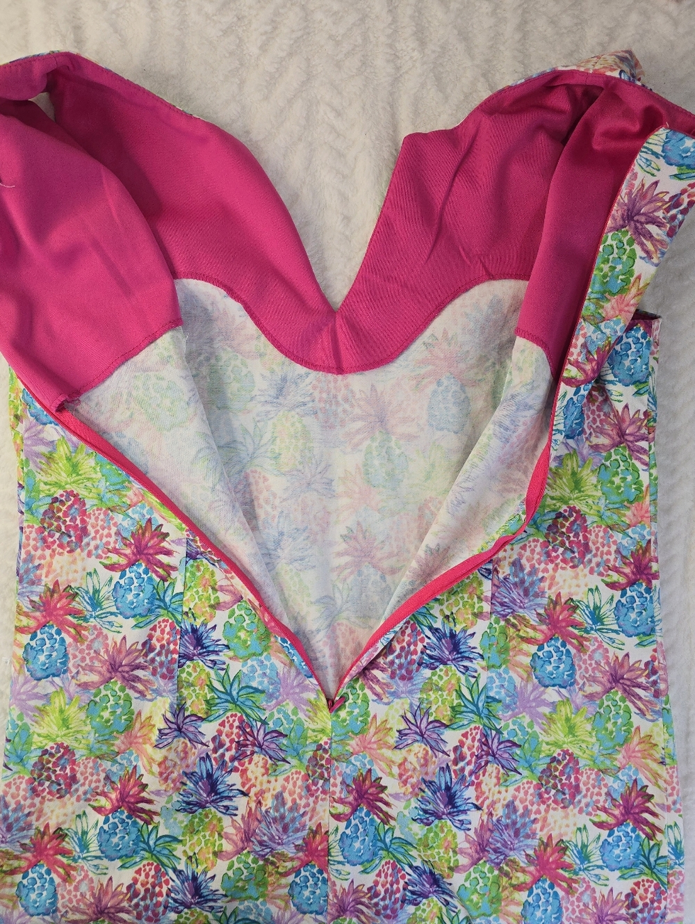 Nicole Miller Pineapple Print Dress Multicolor Tropical Sleeveless Shift  16 - Picture 7 of 12